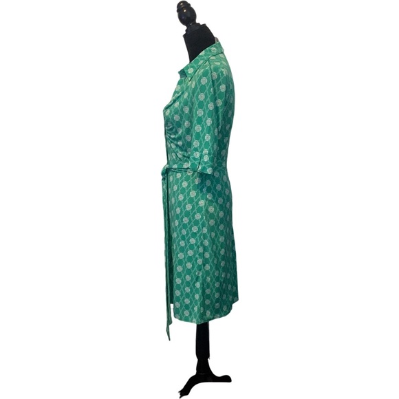 Laundry Knit Dress Green & White Collared belted Shirt Dress - Picture 5 of 8